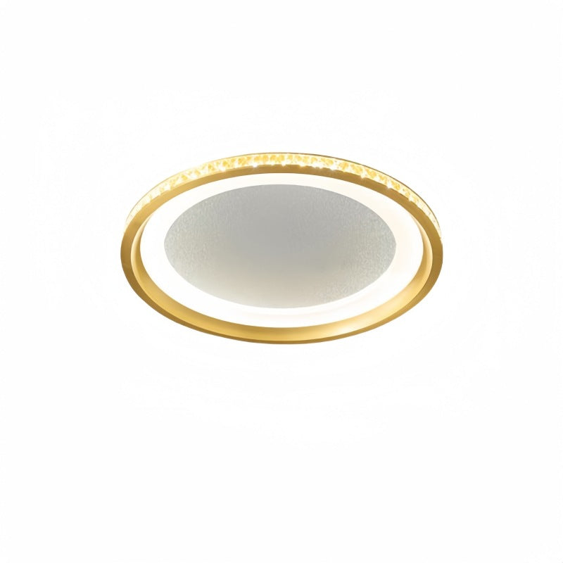 Modern Luxury Round Aluminum Crystal Acrylic LED Flush Mount Ceiling Light For Bedroom