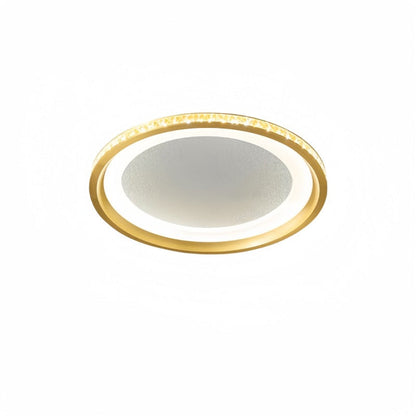 Modern Luxury Round Aluminum Crystal Acrylic LED Flush Mount Ceiling Light For Bedroom