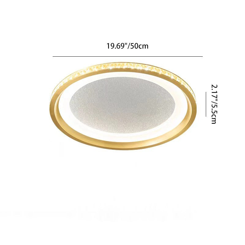 Modern Luxury Round Aluminum Crystal Acrylic LED Flush Mount Ceiling Light For Bedroom