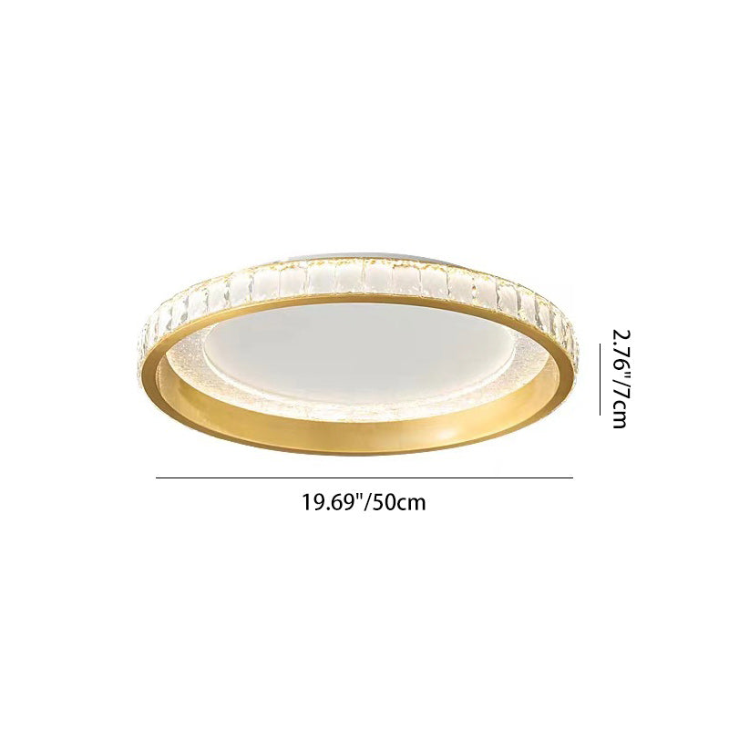 Modern Luxury Round Aluminum Crystal Acrylic LED Flush Mount Ceiling Light For Bedroom
