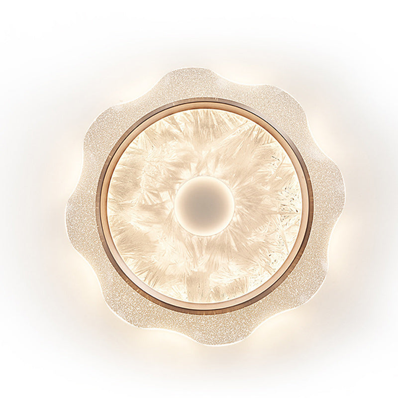 Modern Luxury Transparent Flower Aluminum Carbon Steel Acrylic LED Flush Mount Ceiling Light For Bedroom