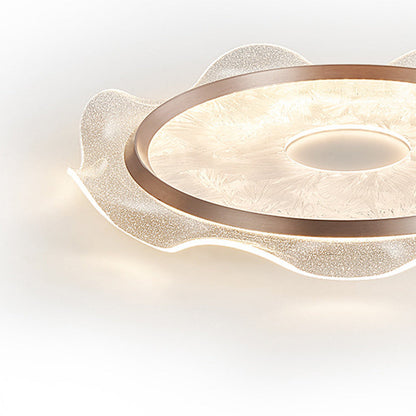 Modern Luxury Transparent Flower Aluminum Carbon Steel Acrylic LED Flush Mount Ceiling Light For Bedroom