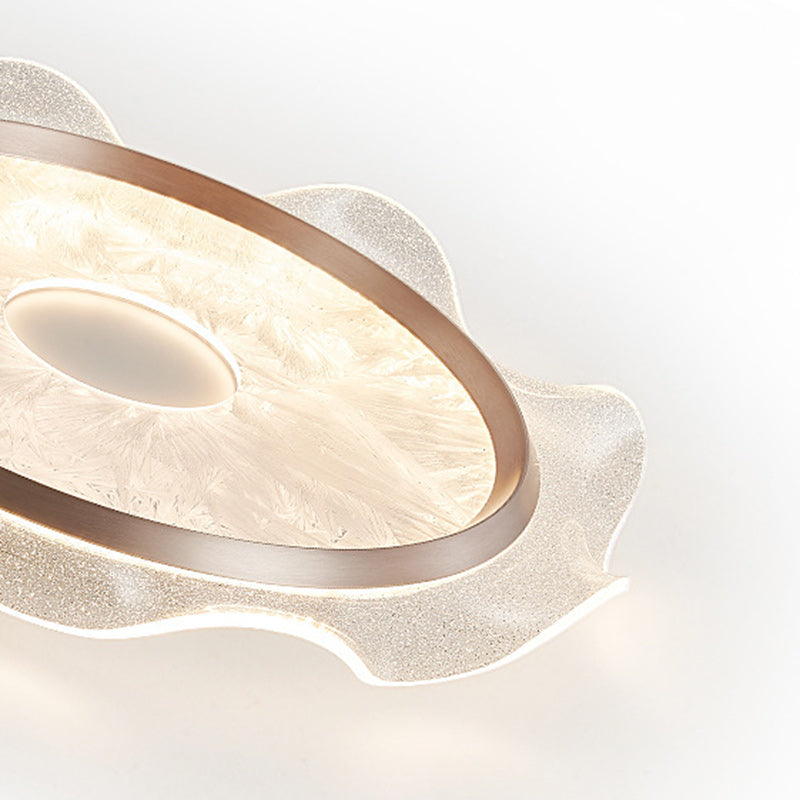 Modern Luxury Transparent Flower Aluminum Carbon Steel Acrylic LED Flush Mount Ceiling Light For Bedroom