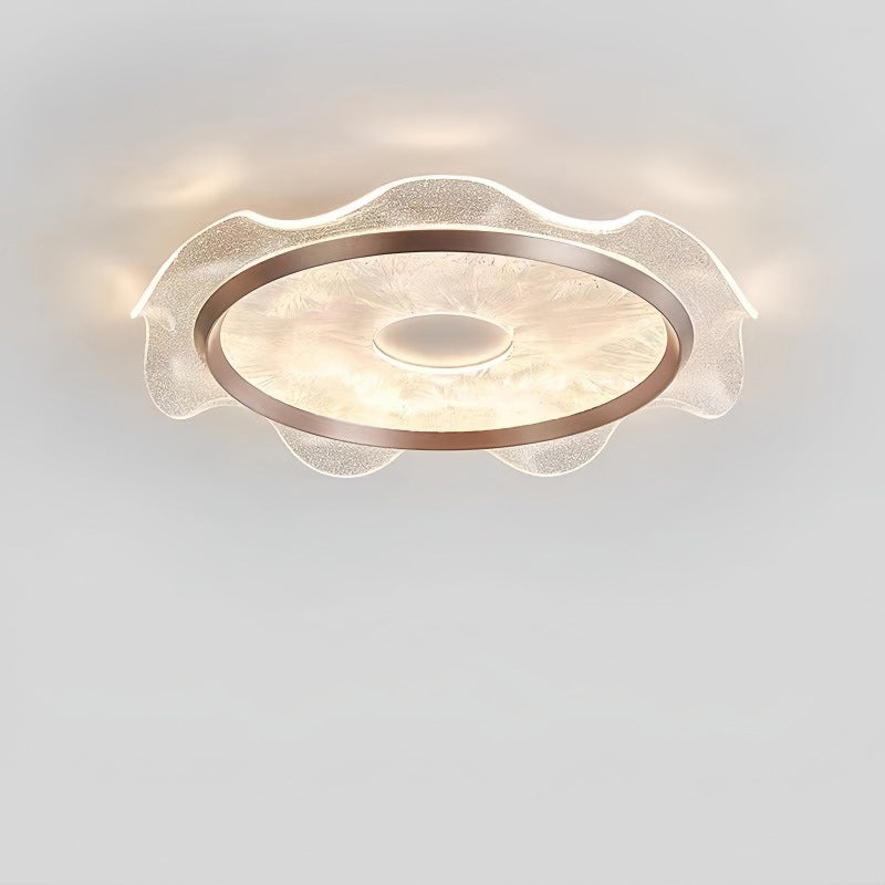 Modern Luxury Transparent Flower Aluminum Carbon Steel Acrylic LED Flush Mount Ceiling Light For Bedroom