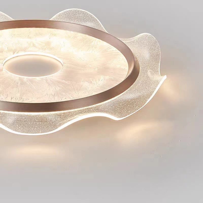 Modern Luxury Transparent Flower Aluminum Carbon Steel Acrylic LED Flush Mount Ceiling Light For Bedroom
