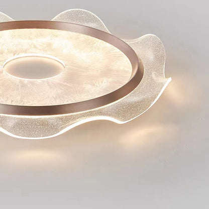 Modern Luxury Transparent Flower Aluminum Carbon Steel Acrylic LED Flush Mount Ceiling Light For Bedroom