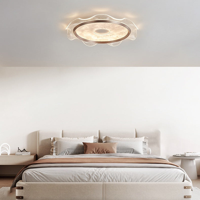 Modern Luxury Transparent Flower Aluminum Carbon Steel Acrylic LED Flush Mount Ceiling Light For Bedroom