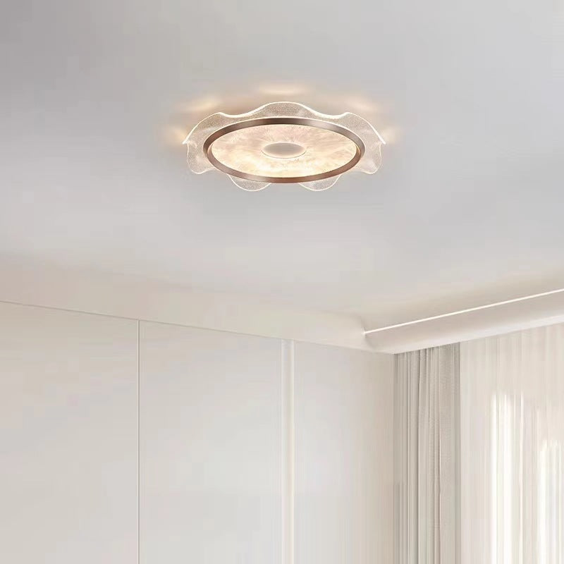 Modern Luxury Transparent Flower Aluminum Carbon Steel Acrylic LED Flush Mount Ceiling Light For Bedroom