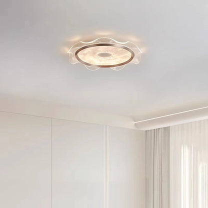 Modern Luxury Transparent Flower Aluminum Carbon Steel Acrylic LED Flush Mount Ceiling Light For Bedroom