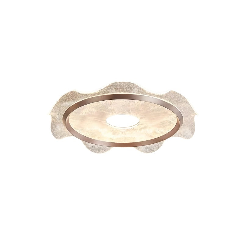 Modern Luxury Transparent Flower Aluminum Carbon Steel Acrylic LED Flush Mount Ceiling Light For Bedroom