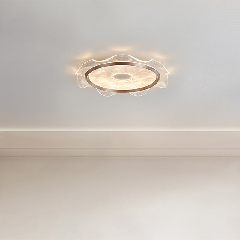 Modern Luxury Transparent Flower Aluminum Carbon Steel Acrylic LED Flush Mount Ceiling Light For Bedroom