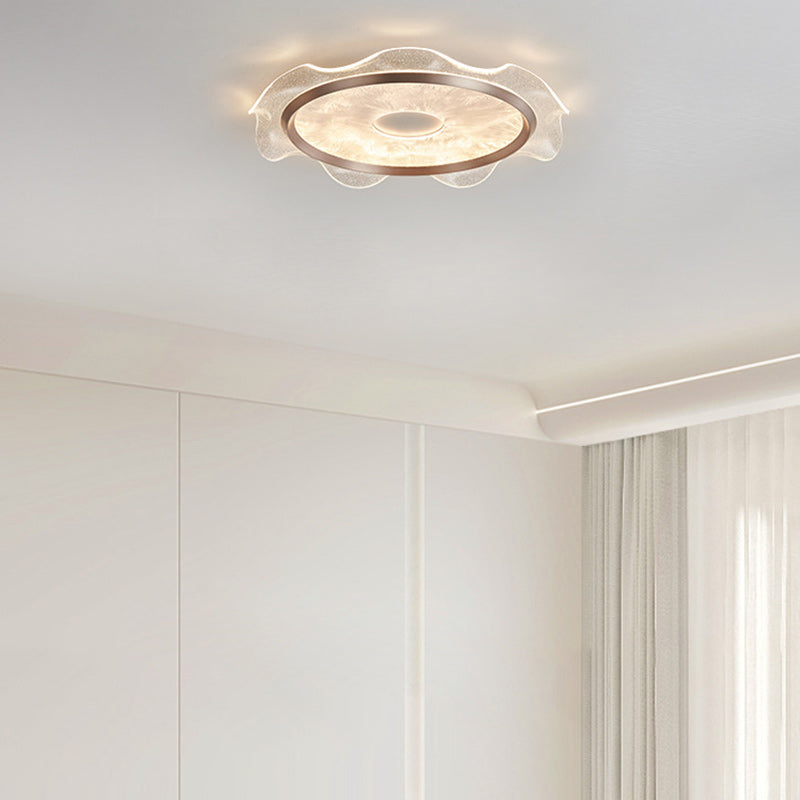 Modern Luxury Transparent Flower Aluminum Carbon Steel Acrylic LED Flush Mount Ceiling Light For Bedroom