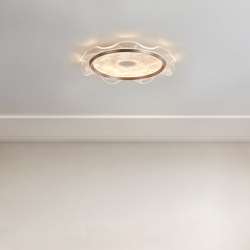 Modern Luxury Transparent Flower Aluminum Carbon Steel Acrylic LED Flush Mount Ceiling Light For Bedroom