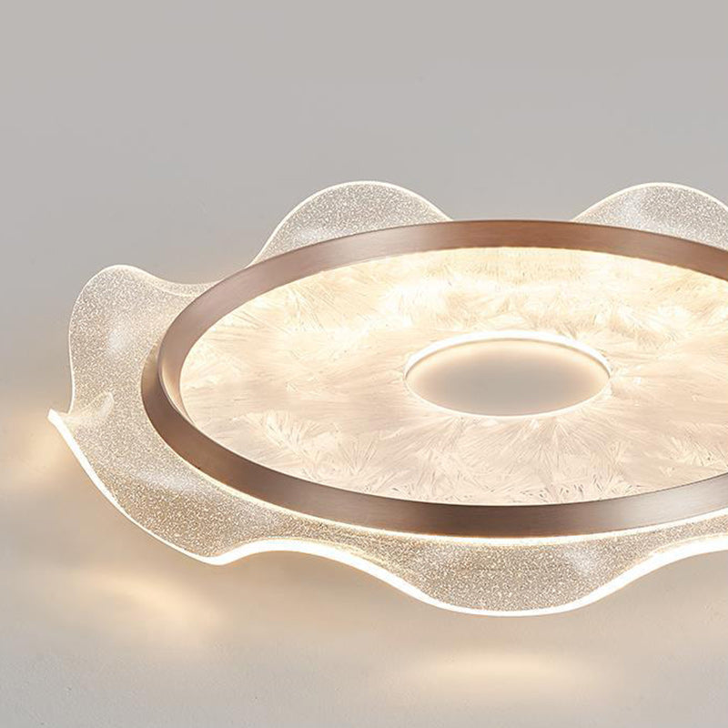 Modern Luxury Transparent Flower Aluminum Carbon Steel Acrylic LED Flush Mount Ceiling Light For Bedroom