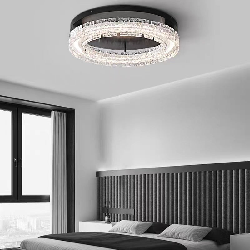 Contemporary Nordic Round Aluminum Resin LED Flush Mount Ceiling Light For Bedroom