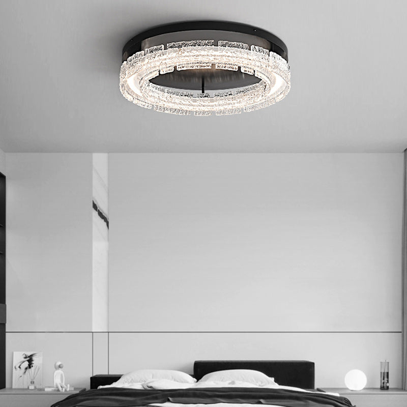 Contemporary Nordic Round Aluminum Resin LED Flush Mount Ceiling Light For Bedroom