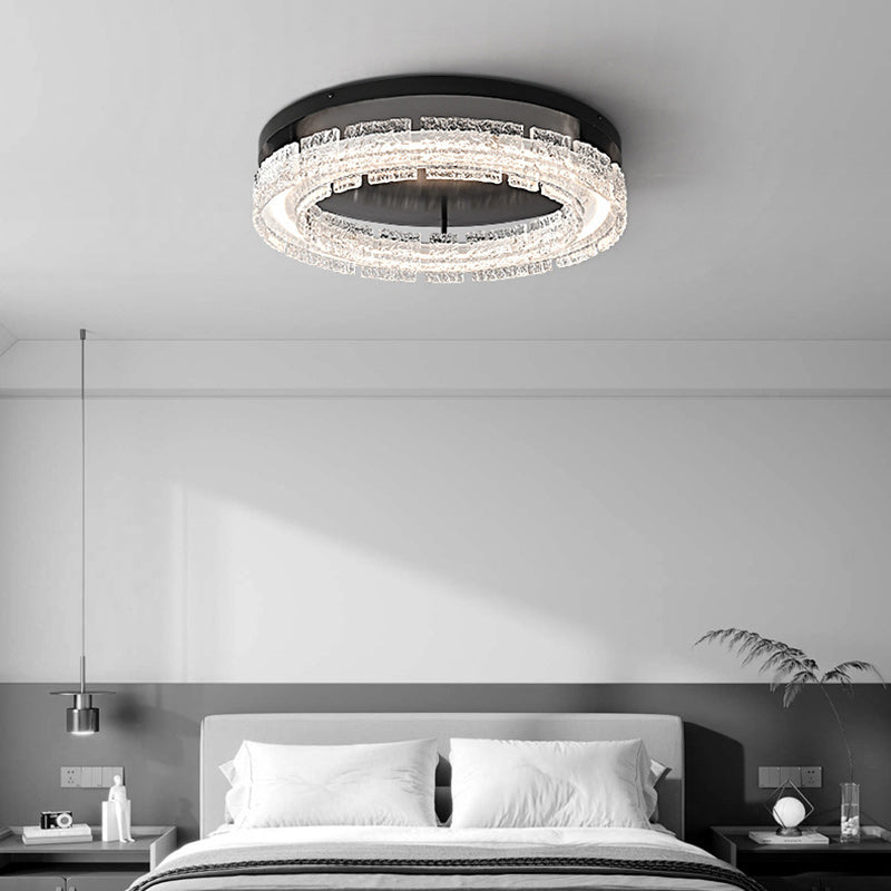 Contemporary Nordic Round Aluminum Resin LED Flush Mount Ceiling Light For Bedroom