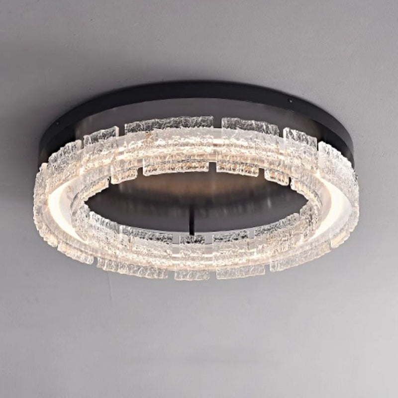 Contemporary Nordic Round Aluminum Resin LED Flush Mount Ceiling Light For Bedroom