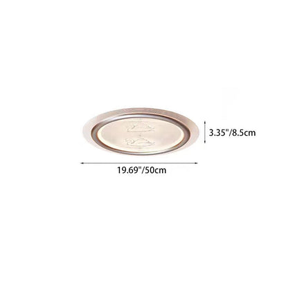 Contemporary Nordic Kids Swan Round Iron Aluminum Acrylic LED Flush Mount Ceiling Light For Bedroom
