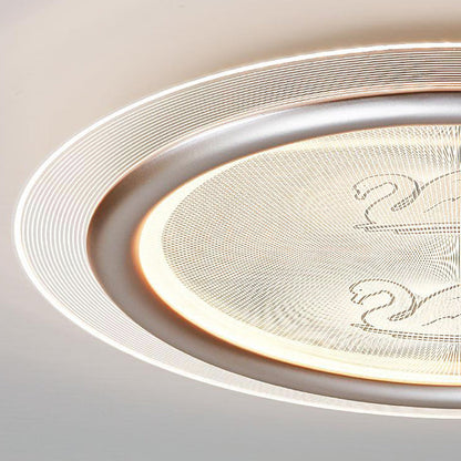 Contemporary Nordic Kids Swan Round Iron Aluminum Acrylic LED Flush Mount Ceiling Light For Bedroom