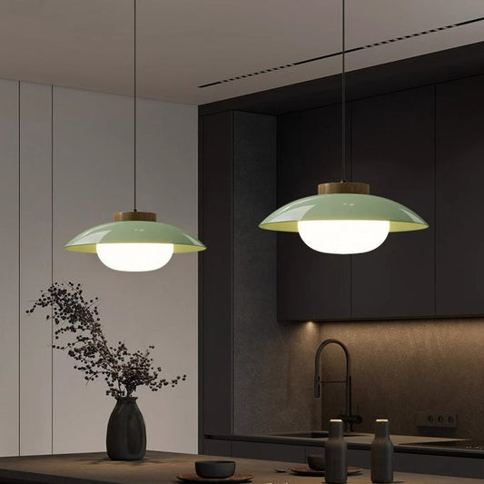 مصباح LED خشبي زجاجي حديدي بتصميم قبة بسيط عصري لغرفة المعيشة 