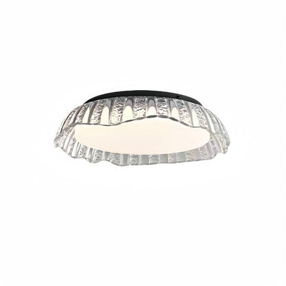 Modern Minimalist Round Aluminum Resin LED Semi-Flush Mount Ceiling Light For Bedroom