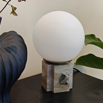 Contemporary Moon Globe Table Lamp with Marble Glass, 1-Light for Bedroom Decor