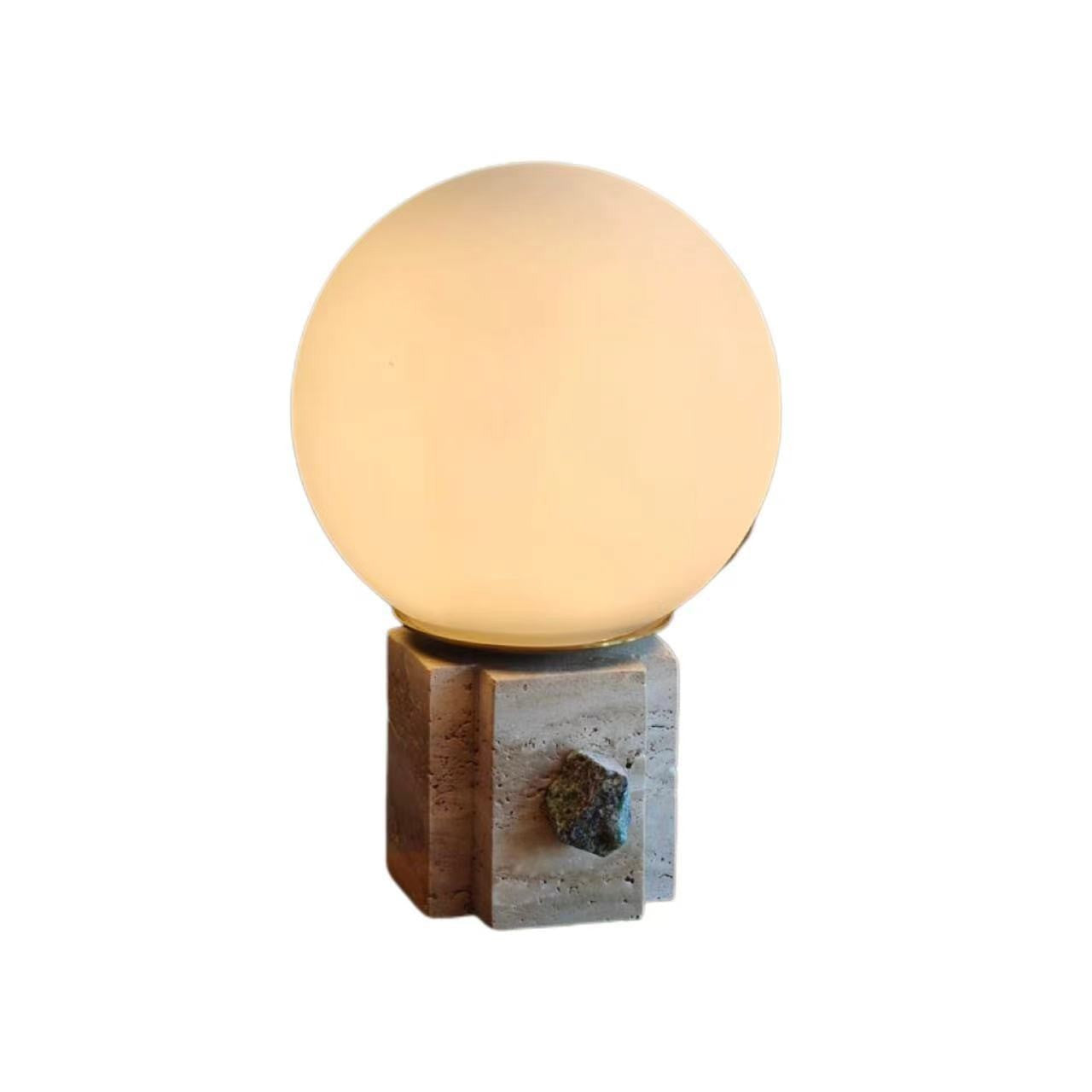 Contemporary Moon Globe Table Lamp with Marble Glass, 1-Light for Bedroom Decor