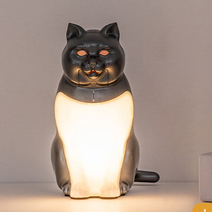 Modern Art Deco Cute Kitty Plastic Table Lamp LED for Bedroom
