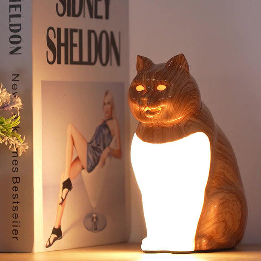 Modern Art Deco Cute Kitty Plastic Table Lamp LED for Bedroom