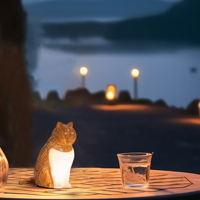 Modern Art Deco Cute Kitty Plastic Table Lamp LED for Bedroom
