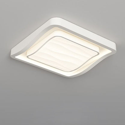 Contemporary Nordic Water Ripple Design Square Iron Acrylic LED Flush Mount Ceiling Light for Bedroom