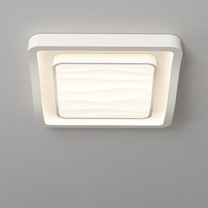 Contemporary Nordic Water Ripple Design Square Iron Acrylic LED Flush Mount Ceiling Light for Bedroom