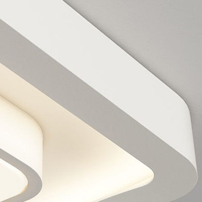 Contemporary Nordic Water Ripple Design Square Iron Acrylic LED Flush Mount Ceiling Light for Bedroom