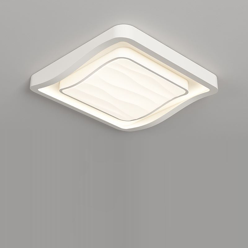 Contemporary Nordic Water Ripple Design Square Iron Acrylic LED Flush Mount Ceiling Light for Bedroom