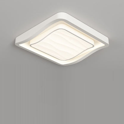 Contemporary Nordic Water Ripple Design Square Iron Acrylic LED Flush Mount Ceiling Light for Bedroom