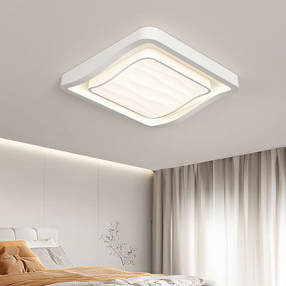 Contemporary Nordic Water Ripple Design Square Iron Acrylic LED Flush Mount Ceiling Light for Bedroom