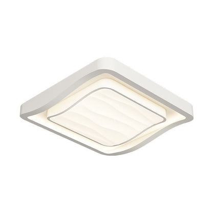 Contemporary Nordic Water Ripple Design Square Iron Acrylic LED Flush Mount Ceiling Light for Bedroom