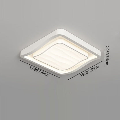 Contemporary Nordic Water Ripple Design Square Iron Acrylic LED Flush Mount Ceiling Light for Bedroom