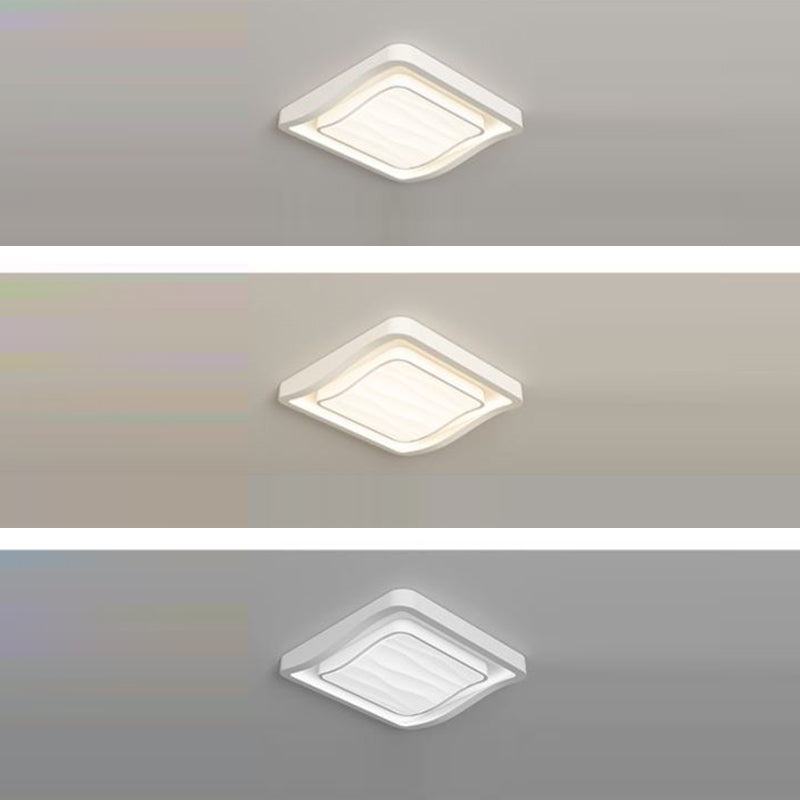 Contemporary Nordic Water Ripple Design Square Iron Acrylic LED Flush Mount Ceiling Light for Bedroom