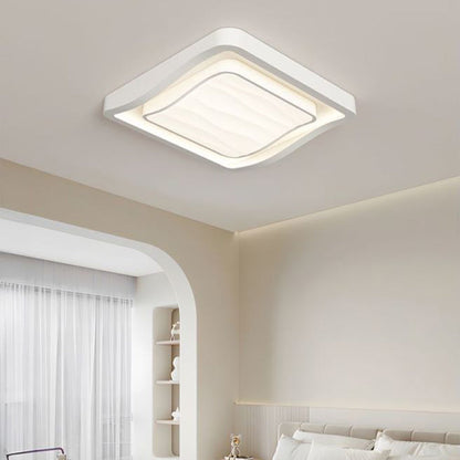Contemporary Nordic Water Ripple Design Square Iron Acrylic LED Flush Mount Ceiling Light for Bedroom
