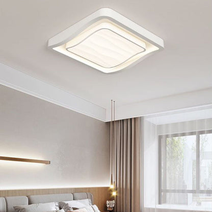 Contemporary Nordic Water Ripple Design Square Iron Acrylic LED Flush Mount Ceiling Light for Bedroom