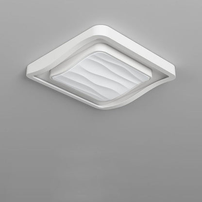 Contemporary Nordic Water Ripple Design Square Iron Acrylic LED Flush Mount Ceiling Light for Bedroom