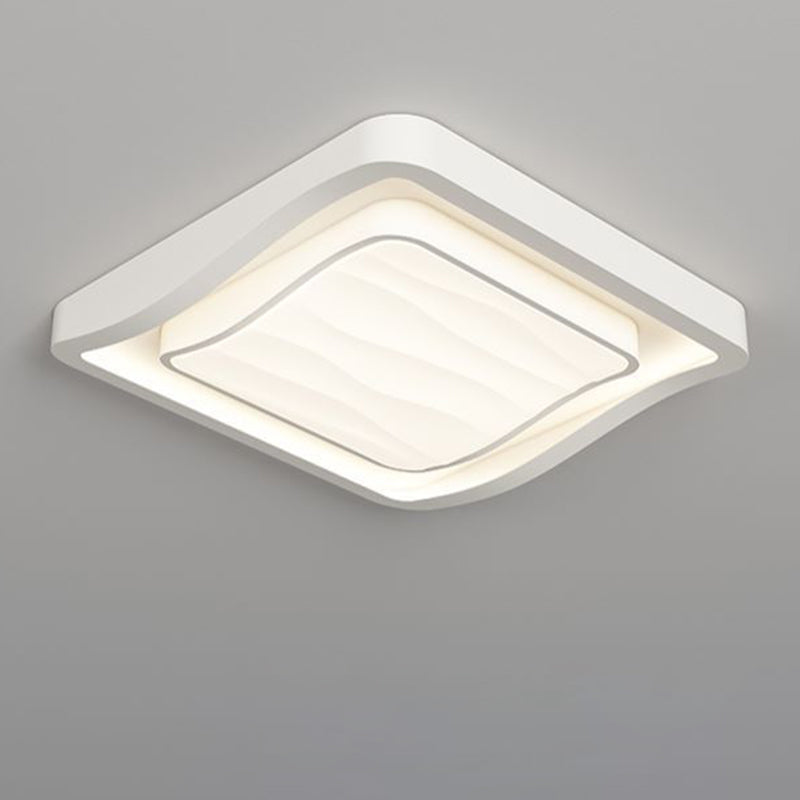 Contemporary Nordic Water Ripple Design Square Iron Acrylic LED Flush Mount Ceiling Light for Bedroom