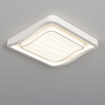 Contemporary Nordic Water Ripple Design Square Iron Acrylic LED Flush Mount Ceiling Light for Bedroom