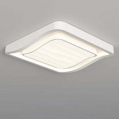 Contemporary Nordic Water Ripple Design Square Iron Acrylic LED Flush Mount Ceiling Light for Bedroom