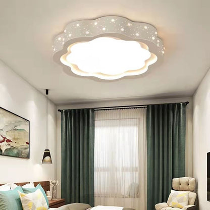 Modern Minimalist Flower-Shaped Round Iron Acrylic LED Flush Mount Ceiling Light For Bedroom
