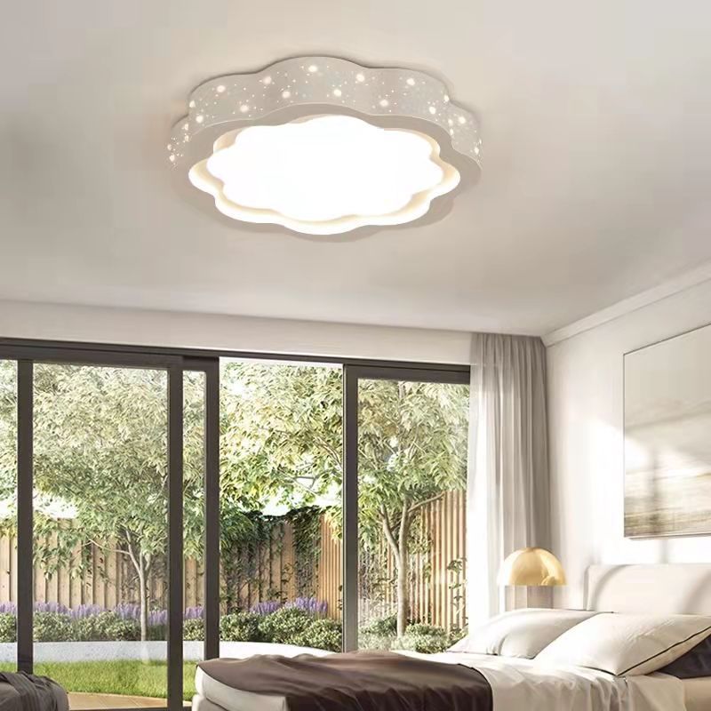 Modern Minimalist Flower-Shaped Round Iron Acrylic LED Flush Mount Ceiling Light For Bedroom