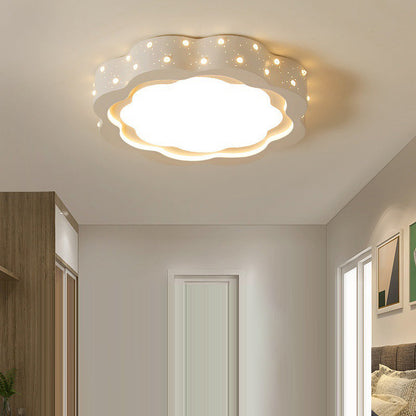 Modern Minimalist Flower-Shaped Round Iron Acrylic LED Flush Mount Ceiling Light For Bedroom