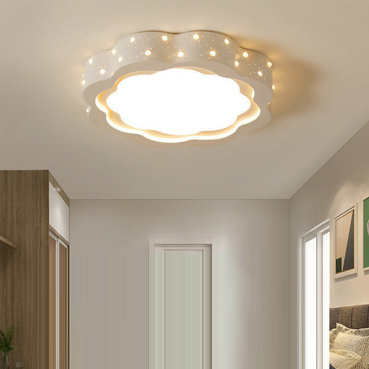 Modern Minimalist Flower-Shaped Round Iron Acrylic LED Flush Mount Ceiling Light For Bedroom